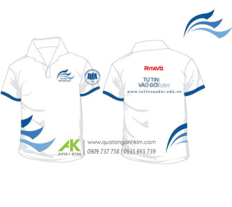 Áo thun đồng phục cổ trụ in logo UEH & Rita Võ