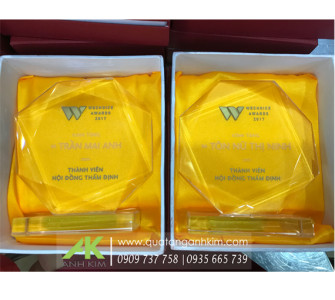 Biểu trưng pha lê khắc logo WeChoice Awards 2017 - Bình Tĩnh Sống